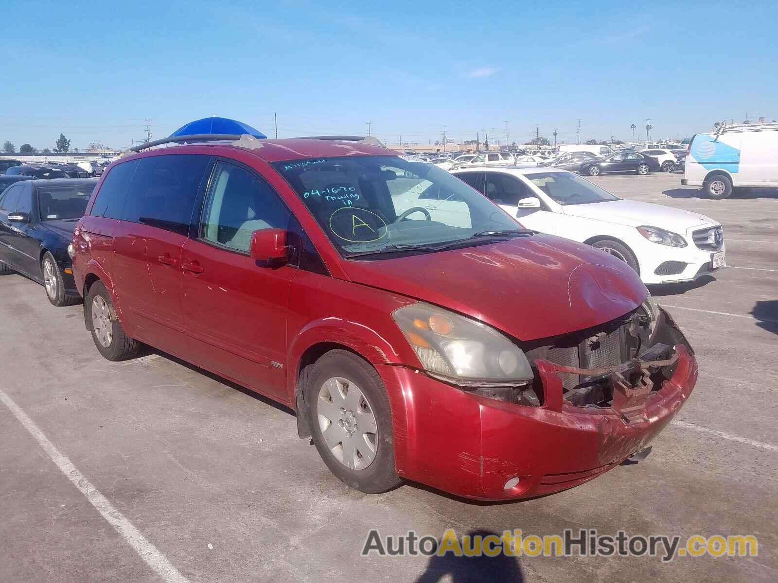 2006 NISSAN QUEST S, 5N1BV28U56N110174