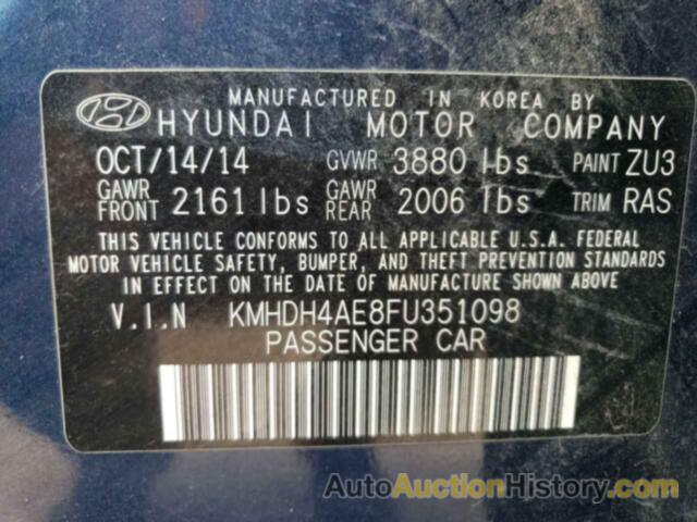 HYUNDAI ELANTRA SE, KMHDH4AE8FU351098