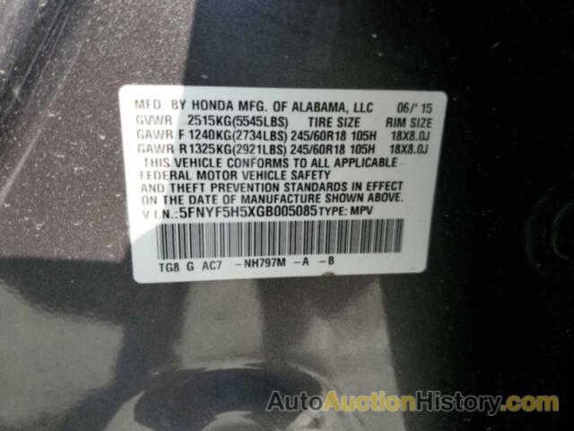 HONDA PILOT EXL, 5FNYF5H5XGB005085