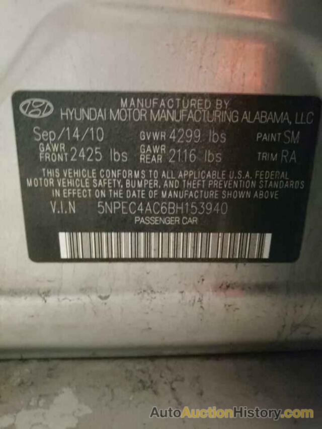 HYUNDAI SONATA SE, 5NPEC4AC6BH153940