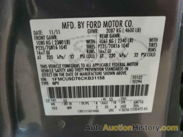 FORD ESCAPE XLT, 1FMCU9D76CKB31158