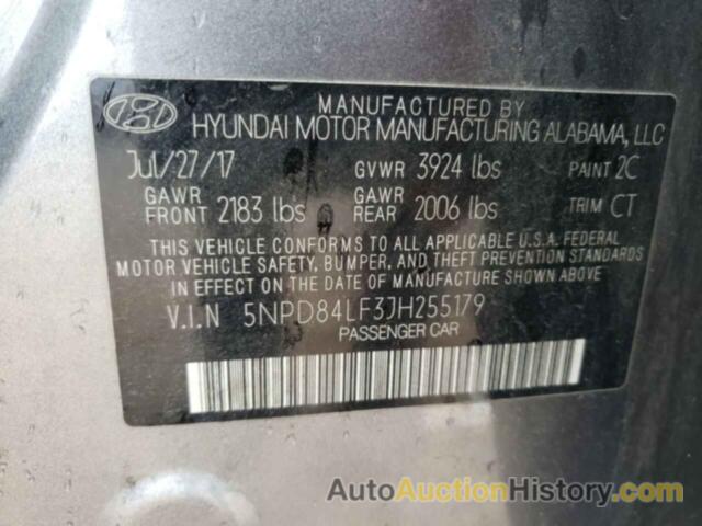 HYUNDAI ELANTRA SEL, 5NPD84LF3JH255179