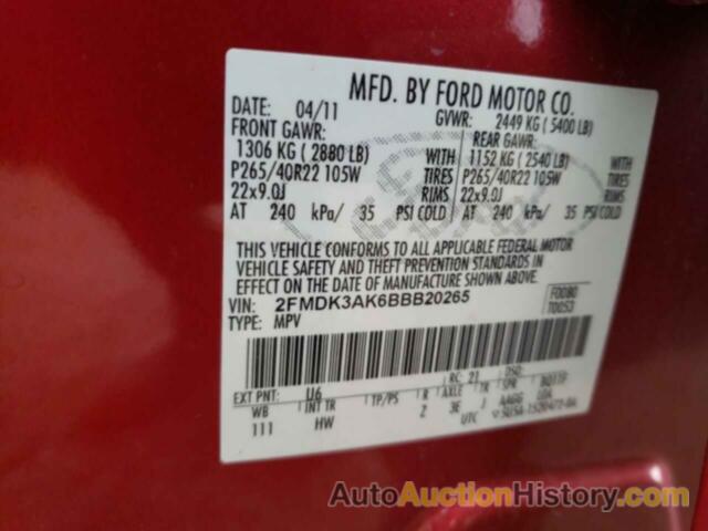 FORD EDGE SPORT, 2FMDK3AK6BBB20265