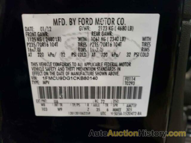 FORD ESCAPE XLT, 1FMCU9DG1CKB80140