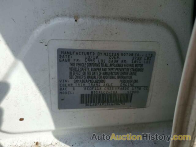 NISSAN SENTRA S, 3N1AB7AP1DL620693