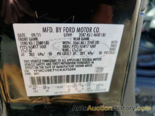 FORD ESCAPE LIMITED, 1FMCU9E71CKA70266