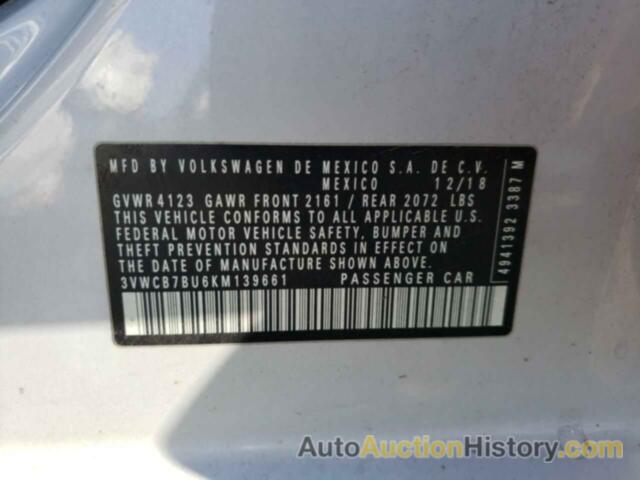 VOLKSWAGEN JETTA S, 3VWCB7BU6KM139661