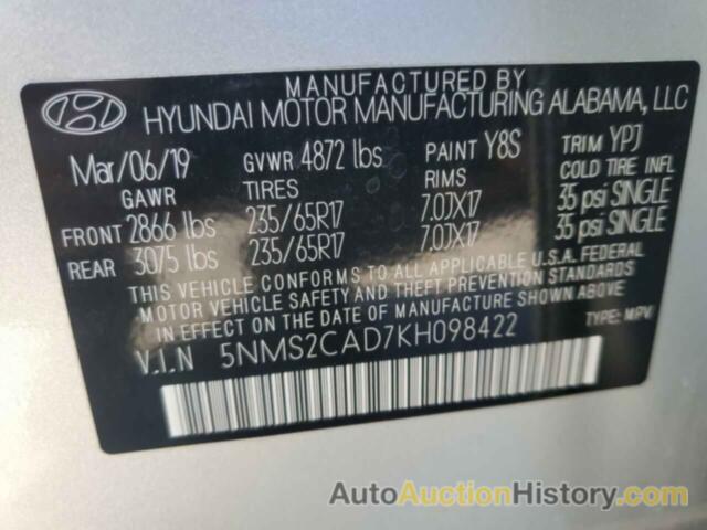 HYUNDAI SANTA FE SE, 5NMS2CAD7KH098422