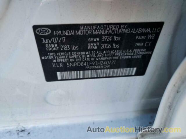 HYUNDAI ELANTRA SEL, 5NPD84LF9JH240721