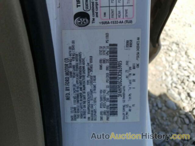 FORD FUSION SEL, 3FAHP0JG3CR265905