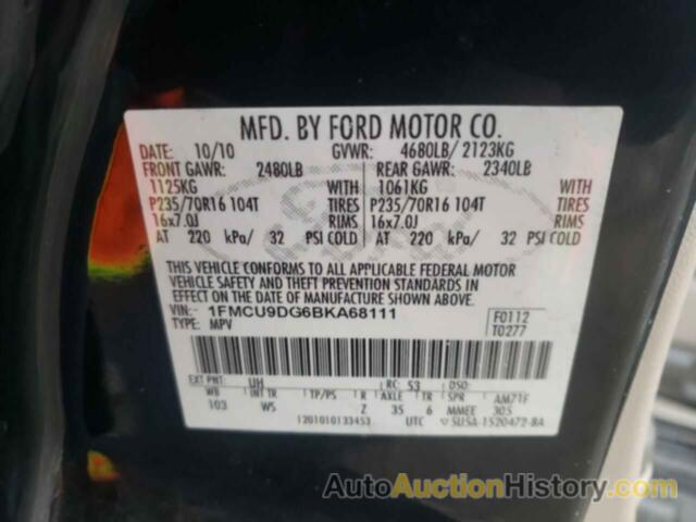 FORD ESCAPE XLT, 1FMCU9DG6BKA68111