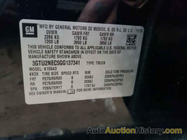 GMC SIERRA K1500 SLT, 3GTU2NEC5GG137341