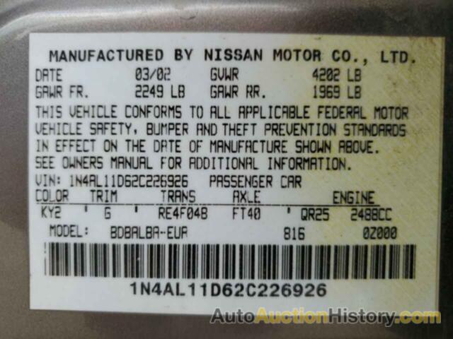 NISSAN ALTIMA BASE, 1N4AL11D62C226926