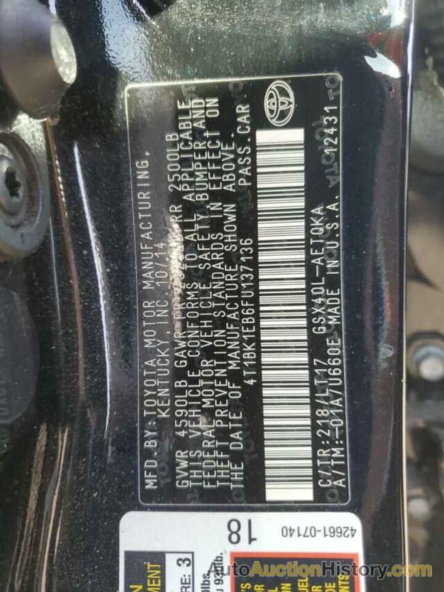 TOYOTA AVALON XLE, 4T1BK1EB6FU137136