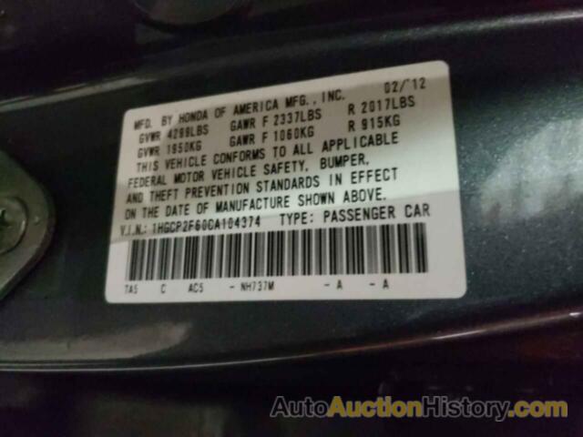 HONDA ACCORD SE, 1HGCP2F60CA104374