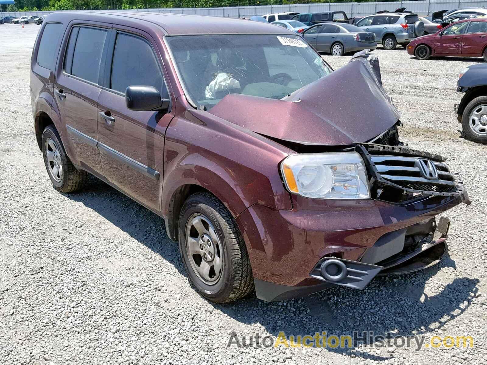 2013 HONDA PILOT LX, 5FNYF3H22DB041942