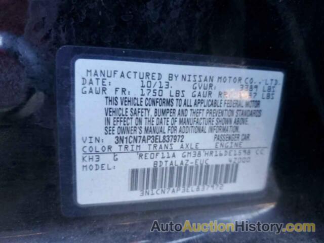 NISSAN VERSA S, 3N1CN7AP3EL837972