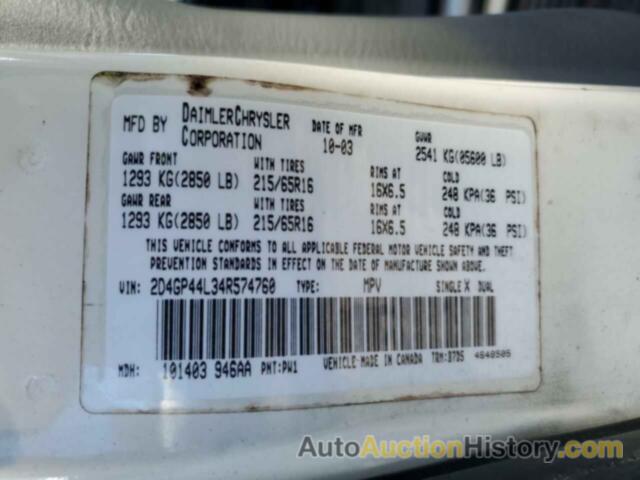 DODGE CARAVAN SXT, 2D4GP44L34R574760