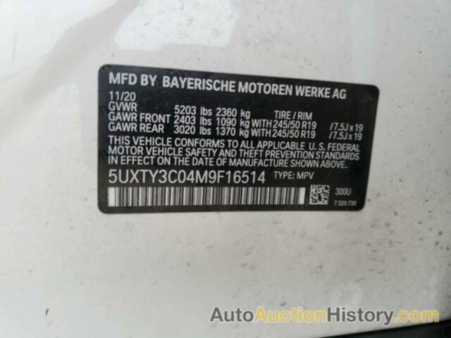 BMW X3 SDRIVE30I, 5UXTY3C04M9F16514