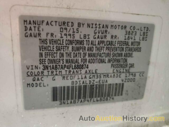 NISSAN SENTRA S, 3N1AB7AP4FL680874