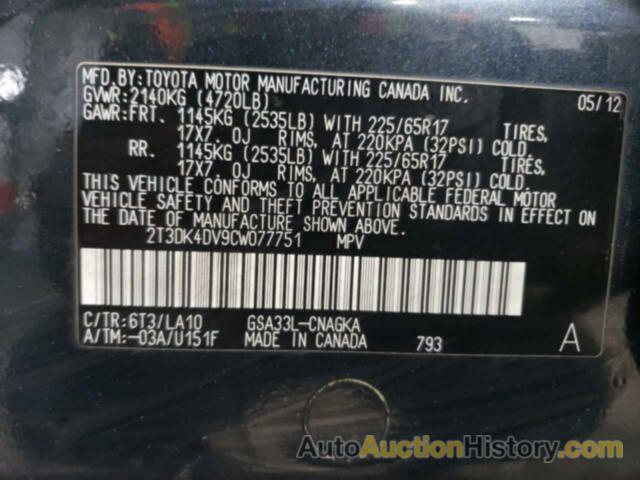 TOYOTA RAV4 LIMITED, 2T3DK4DV9CW077751