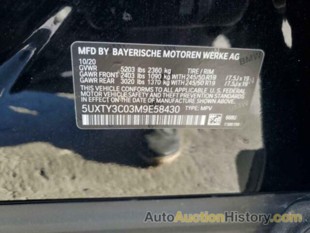 BMW X3 SDRIVE30I, 5UXTY3C03M9E58430