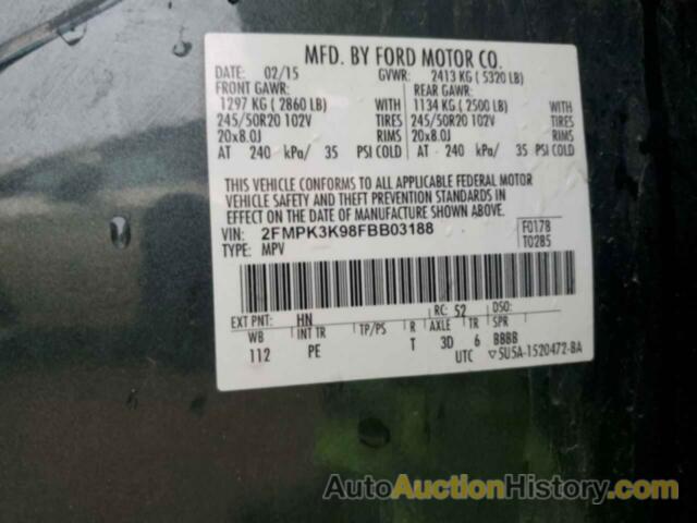 FORD EDGE TITANIUM, 2FMPK3K98FBB03188