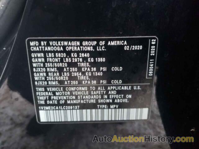 VOLKSWAGEN ATLAS SEL, 1V2ME2CA1LC209137