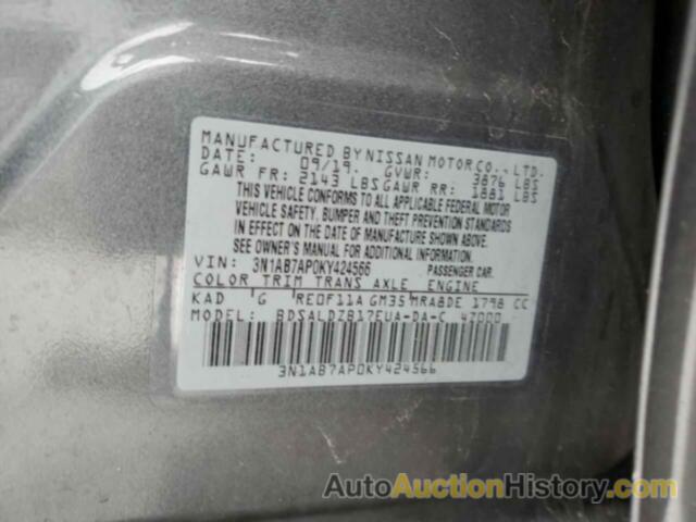 NISSAN SENTRA S, 3N1AB7AP0KY424566