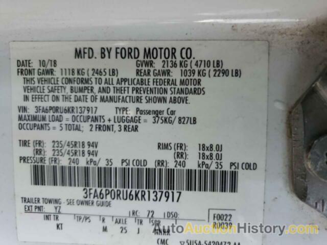 FORD FUSION TITANIUM, 3FA6P0RU6KR137917