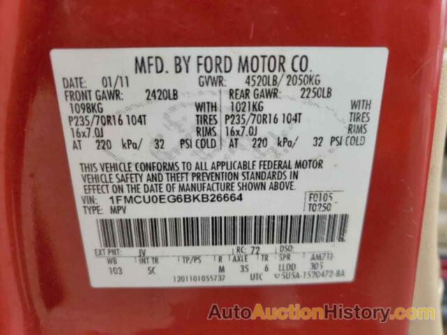 FORD ESCAPE LIMITED, 1FMCU0EG6BKB26664