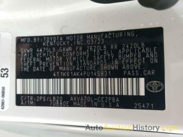 TOYOTA CAMRY XSE, 4T1K61AK4PU145831