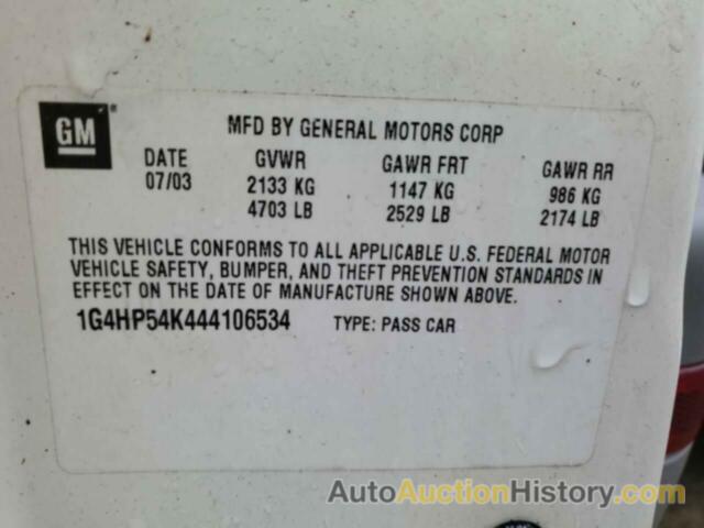 BUICK LESABRE CUSTOM, 1G4HP54K444106534