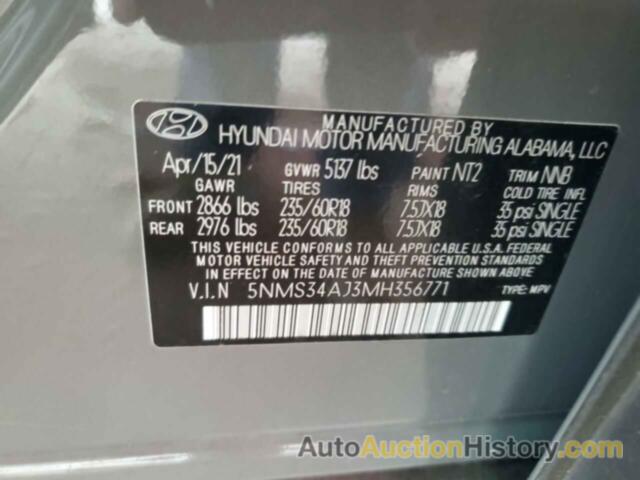 HYUNDAI SANTA FE SEL, 5NMS34AJ3MH356771