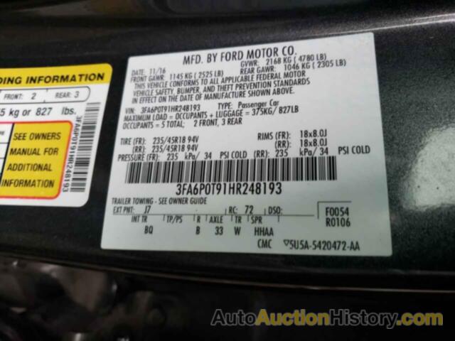 FORD FUSION SE, 3FA6P0T91HR248193