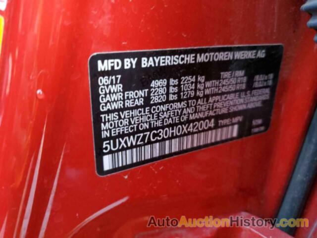 BMW X3 SDRIVE28I, 5UXWZ7C30H0X42004