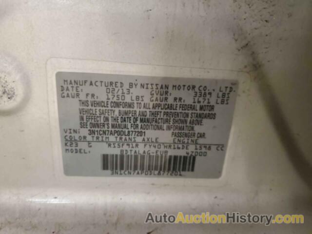 NISSAN VERSA S, 3N1CN7AP0DL877201