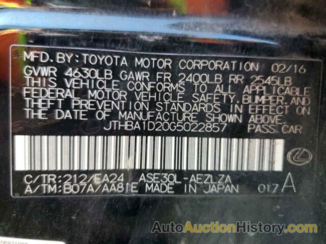 LEXUS IS 200T, JTHBA1D20G5022857