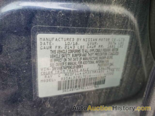 NISSAN SENTRA S, 3N1AB7AP9KL610961