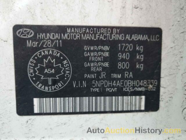 HYUNDAI ELANTRA GLS, 5NPDH4AE0BH048339