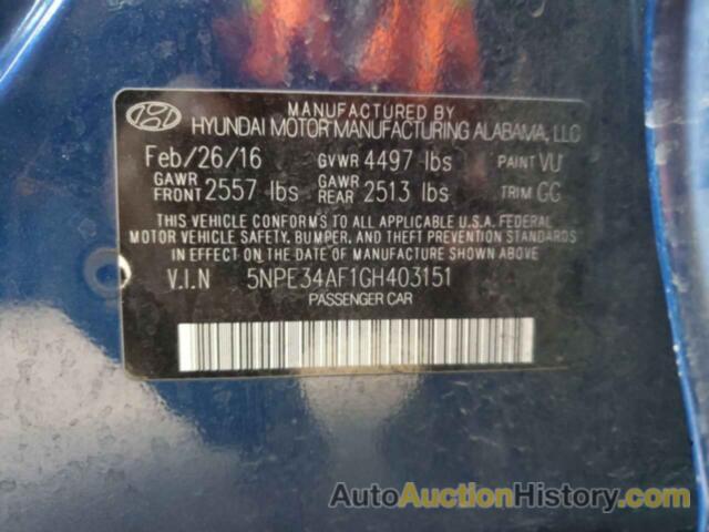 HYUNDAI SONATA SPORT, 5NPE34AF1GH403151