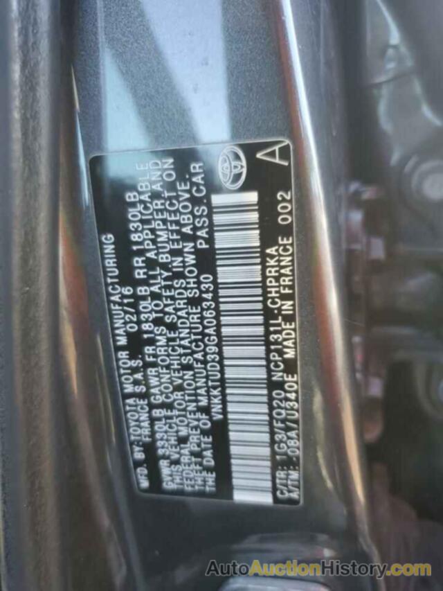 TOYOTA YARIS L, VNKKTUD39GA063430