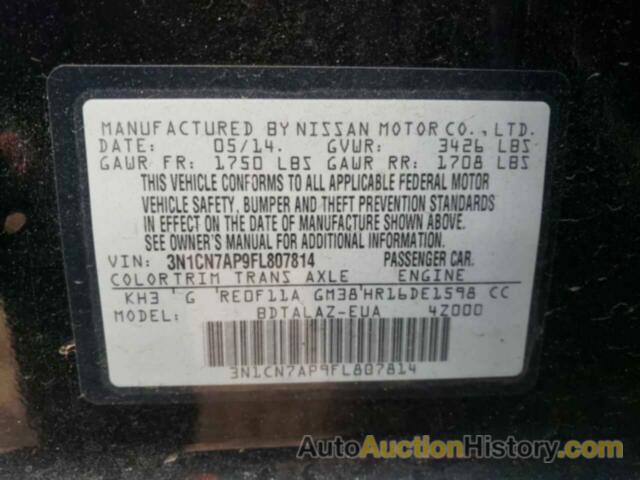 NISSAN VERSA S, 3N1CN7AP9FL807814