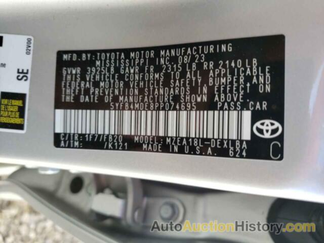 TOYOTA COROLLA LE, 5YFB4MDE8PP074695