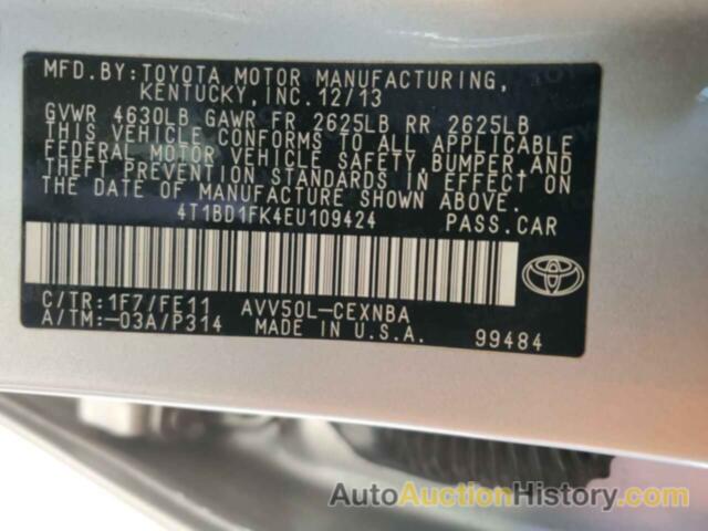 TOYOTA CAMRY HYBRID, 4T1BD1FK4EU109424