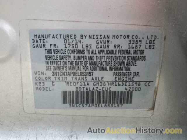 NISSAN VERSA S, 3N1CN7AP0EL853157