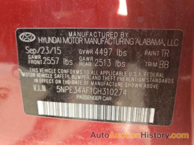 HYUNDAI SONATA SPORT, 5NPE34AF1GH310274