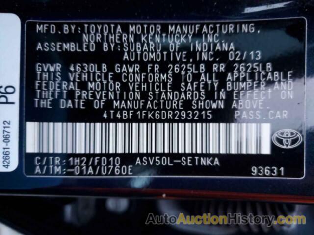 TOYOTA CAMRY L, 4T4BF1FK6DR293215