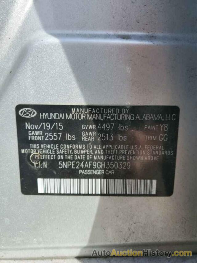 HYUNDAI SONATA SE, 5NPE24AF9GH350329