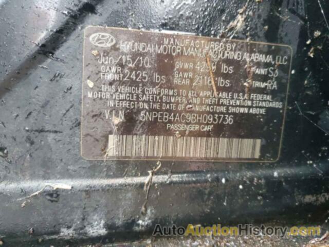 HYUNDAI SONATA GLS, 5NPEB4AC9BH093736